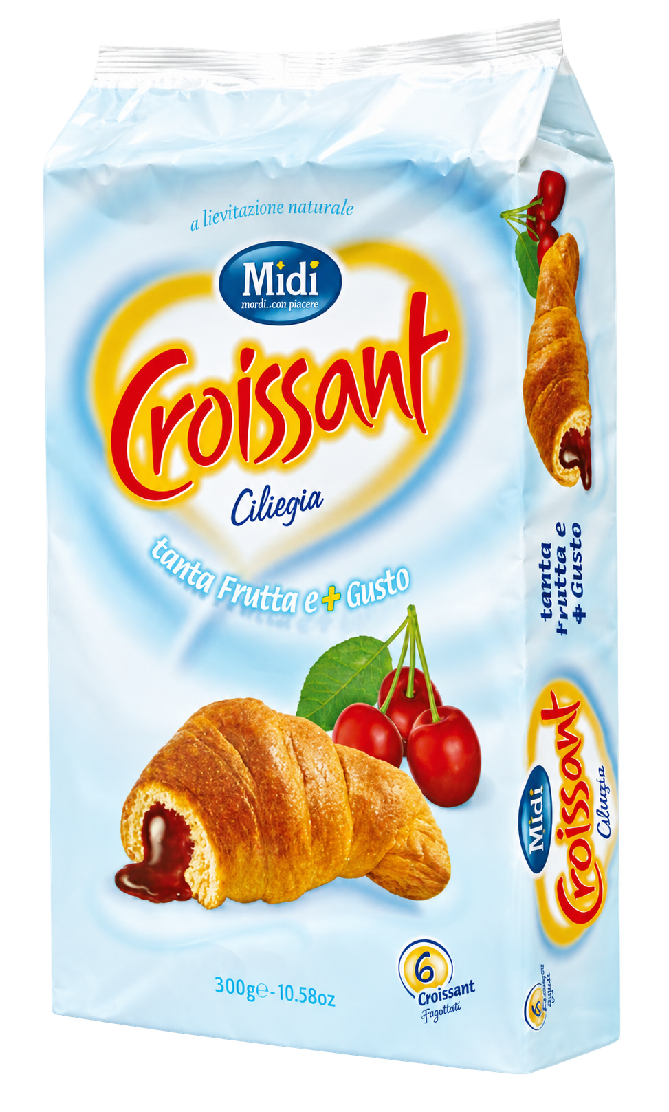 Midi cherry filled croissants six pack with background removed