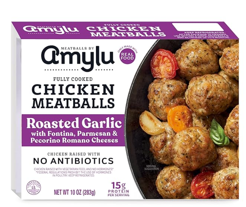 Amylu Fully Cooked Roasted Garlic Chicken Meatballs
