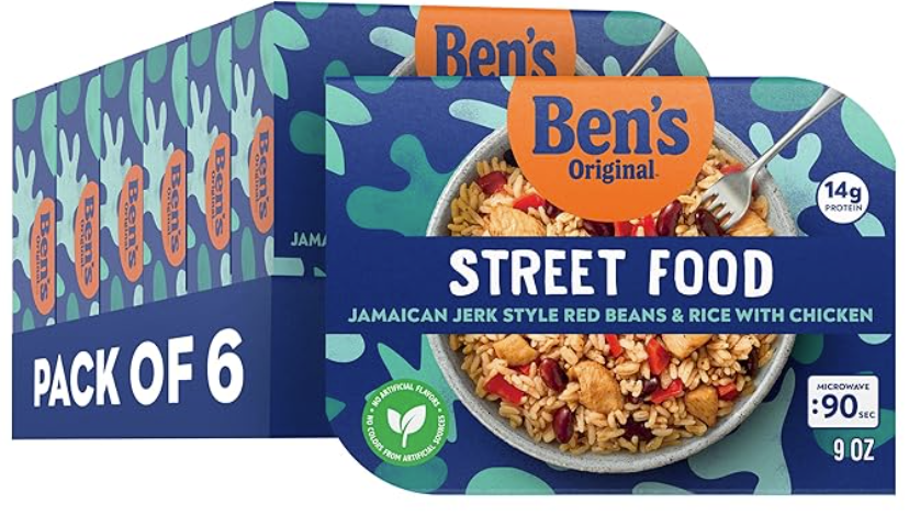 BEN'S ORIGINAL Street Food Jamaican Jerk Style Beans & Rice with Chicken 6pk./$5.99 each (Great Value Buy)