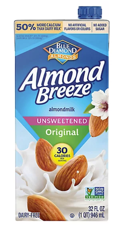 Almond Breeze Unsweetened Original Shelf Stable Almond Milk - 32 Oz