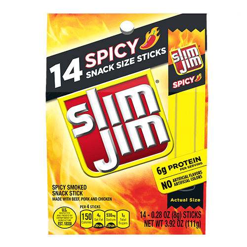 Slim Jim Original Smoked Meat Sticks Spicy 14ct. (Great Value Buy)