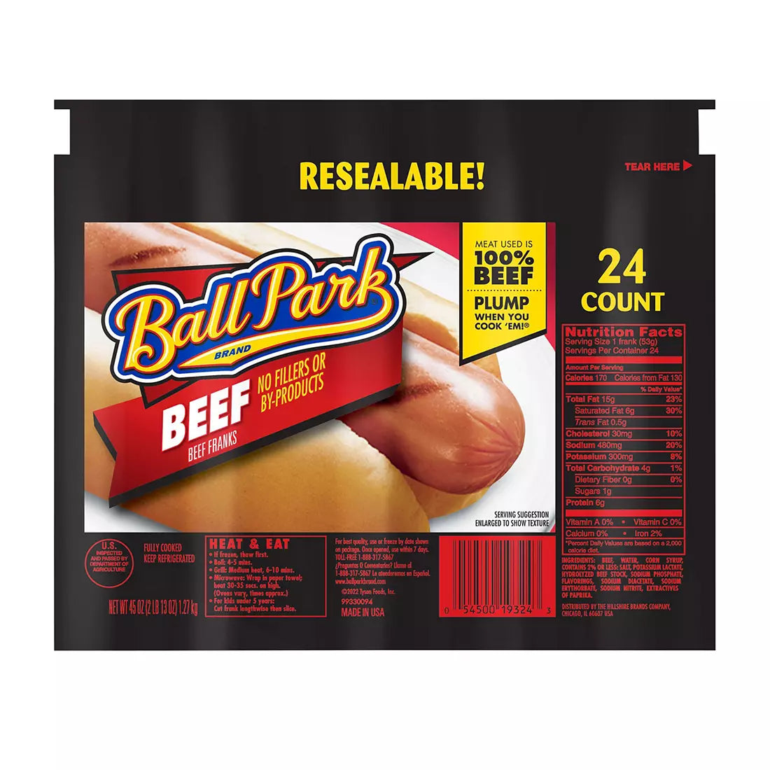 Ball Franks 24ct. Resealable Packaging (Family Size)