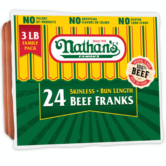 Nathan's Famous Beef Franks (Great Value Buy) Jumbo Family 24pk/$1.12 each